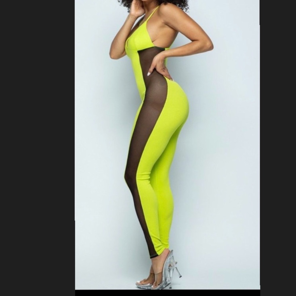 Yellow jumpsuit very sexy